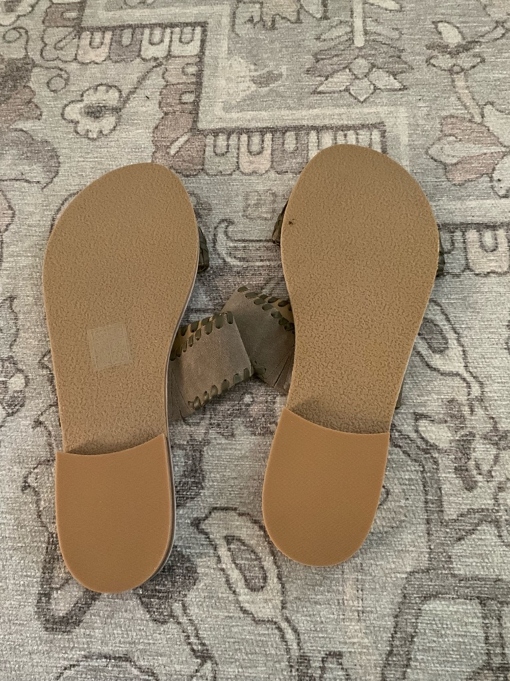 Jack Rogers Olive Brown Two-Strap Woven Slide Sandals - Picture 3 of 4
